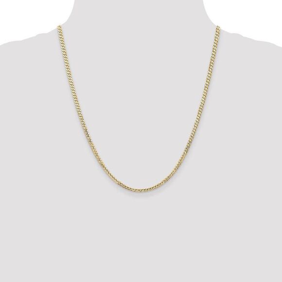 3mm, 14k Yellow Gold, Open Concave Curb Chain Necklace, 22 Inch